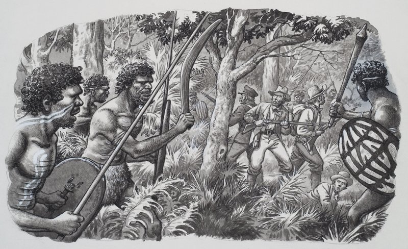 Aborigines (gouache, papír) alkotó: Pat (1907-95) Nicolle