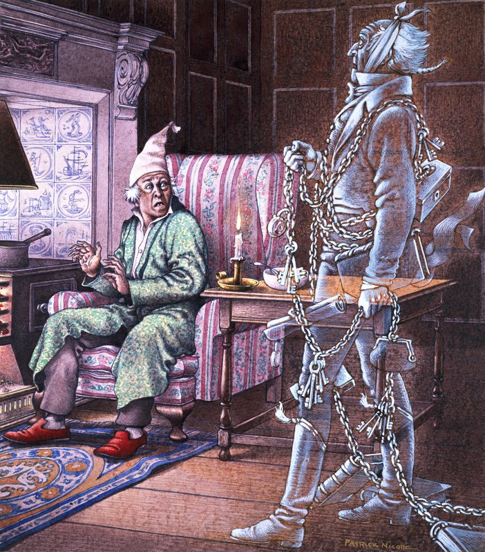 Karácsonyi szellem (gouache, papír) alkotó: Pat (1907-95) Nicolle