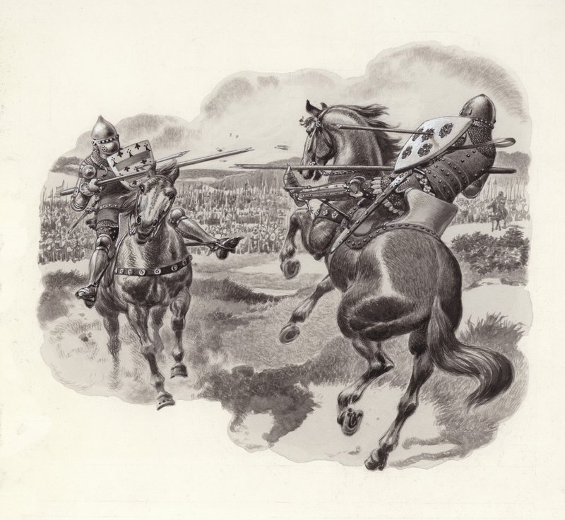 Lovagok a poitiers-i csatában (gouache, papír) alkotó: Pat (1907-95) Nicolle
