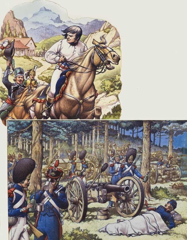 Napóleon és Napóleon császári gárdája (gouache, papír) alkotó: Pat (1907 95) Nicolle