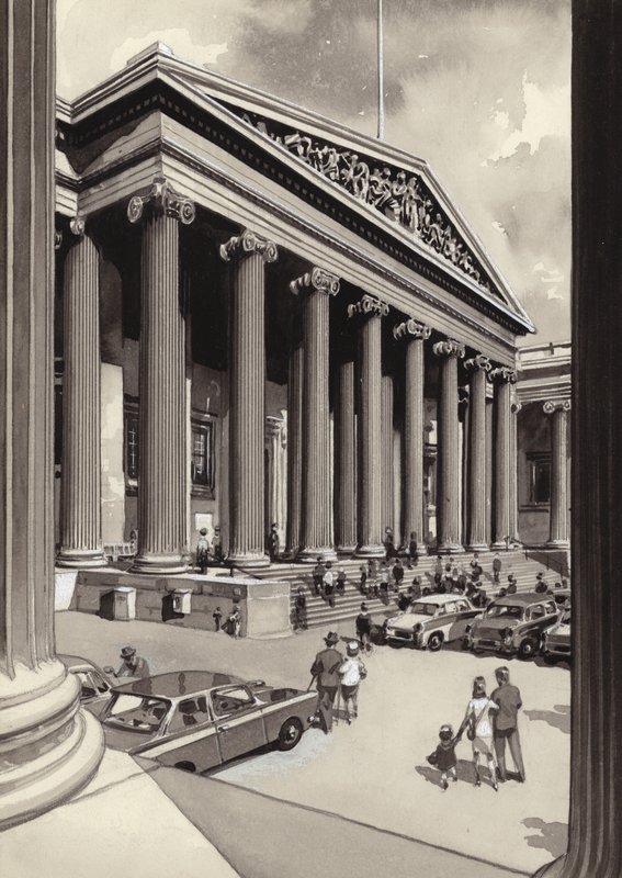 A British Museum az 1960-as években (gouache, papír) alkotó: Pat (1907-95) Nicolle