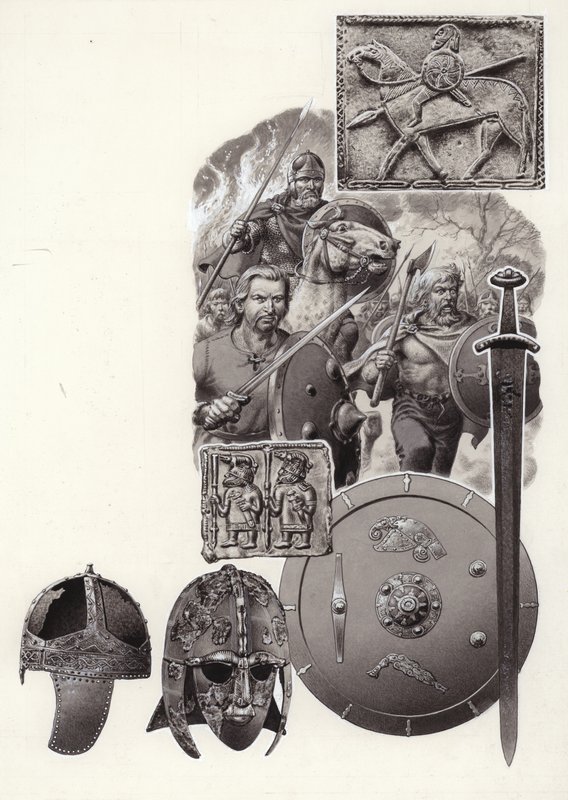 A barbárok, akik elpusztították a császári Rómát (gouache, papír) alkotó: Pat (1907-95) Nicolle