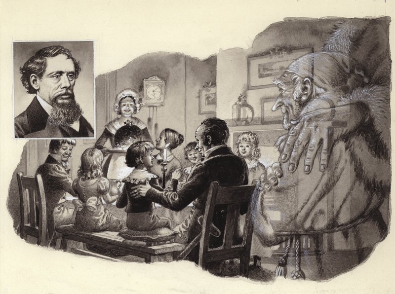 Karácsonyi ének Charles Dickens-től (gouache, papír) alkotó: Pat (1907 95) Nicolle