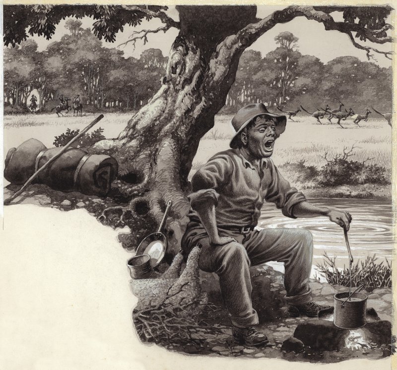 A Jolly Swagman (gouache, papír) alkotó: Pat (1907-95) Nicolle