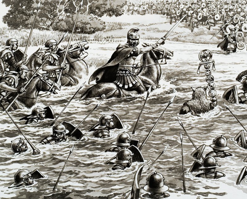 Caesar légiói átkelnek a Temzén alkotó: Pat (1907 95) Nicolle
