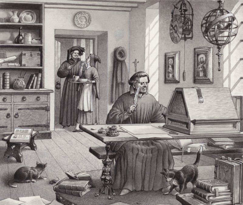 Cosimo Medici firenzei otthonában ül (gouache, papír) alkotó: Pat (1907 95) Nicolle