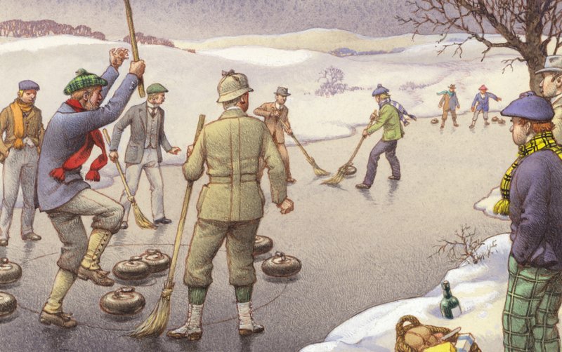 Curling Skóciában (gouache, papír) alkotó: Pat (1907 95) Nicolle