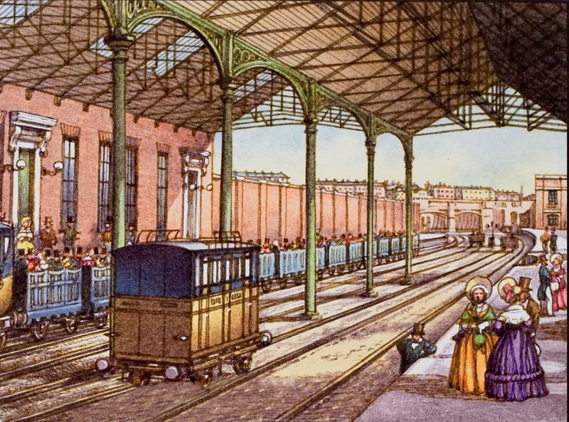 Euston állomás 1837-ben alkotó: Pat (1907 95) Nicolle