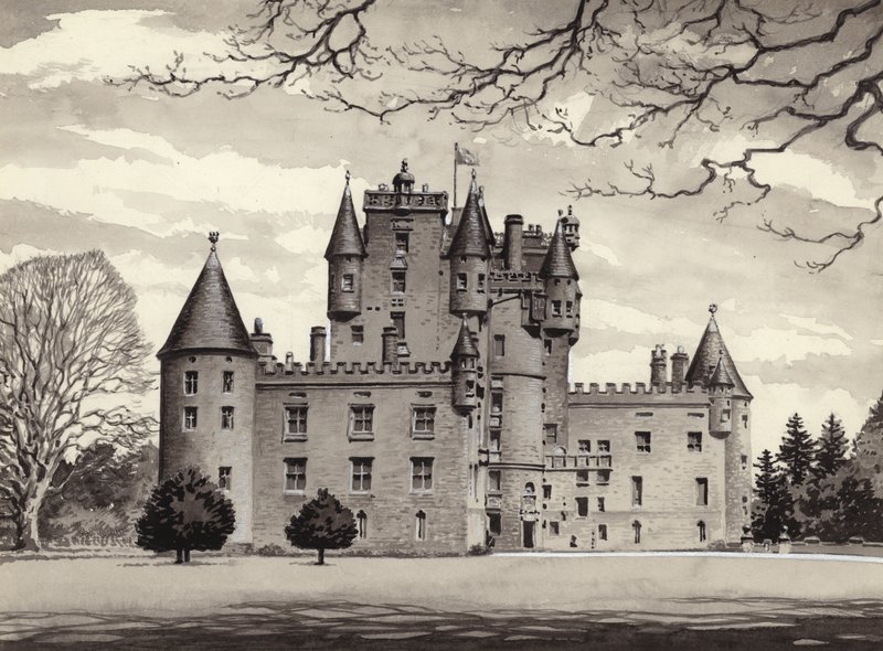 Glamis Castle (gouache, papír) alkotó: Pat (1907 95) Nicolle