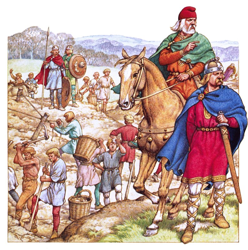Offa király, amint a gát építését nézi. alkotó: Pat (1907 95) Nicolle