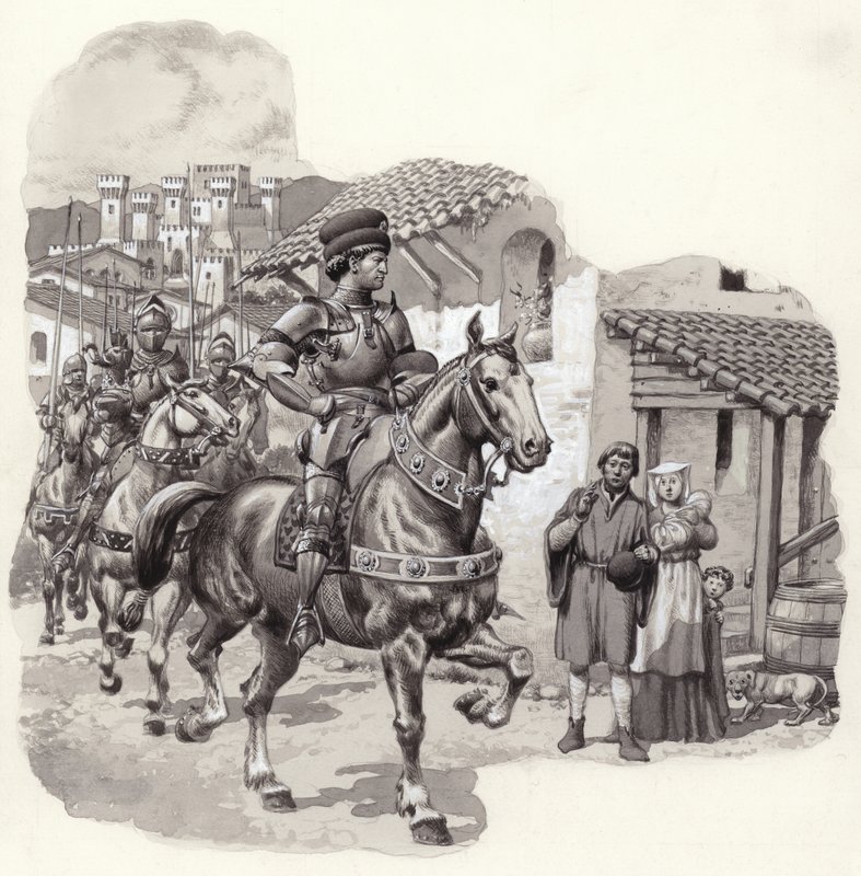 Sigismondo Malatesta, olasz zsoldos (gouache, papír) alkotó: Pat (1907 95) Nicolle