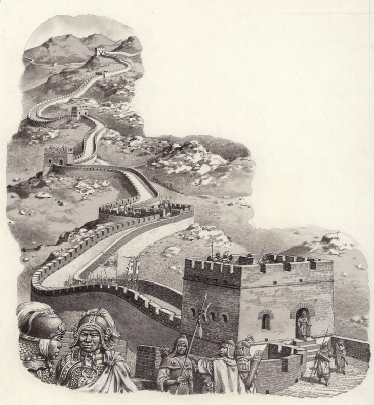 A kínai nagy fal (gouache, papír) alkotó: Pat (1907-95) Nicolle