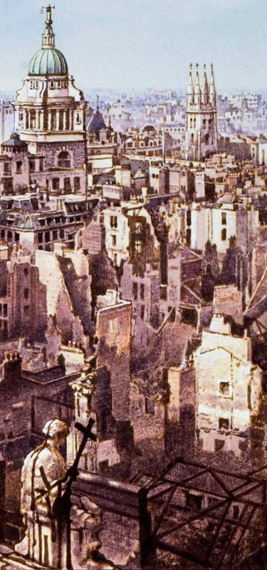 Kilátás a Szent Pál templomból a Blitz alatt alkotó: Pat (1907 95) Nicolle