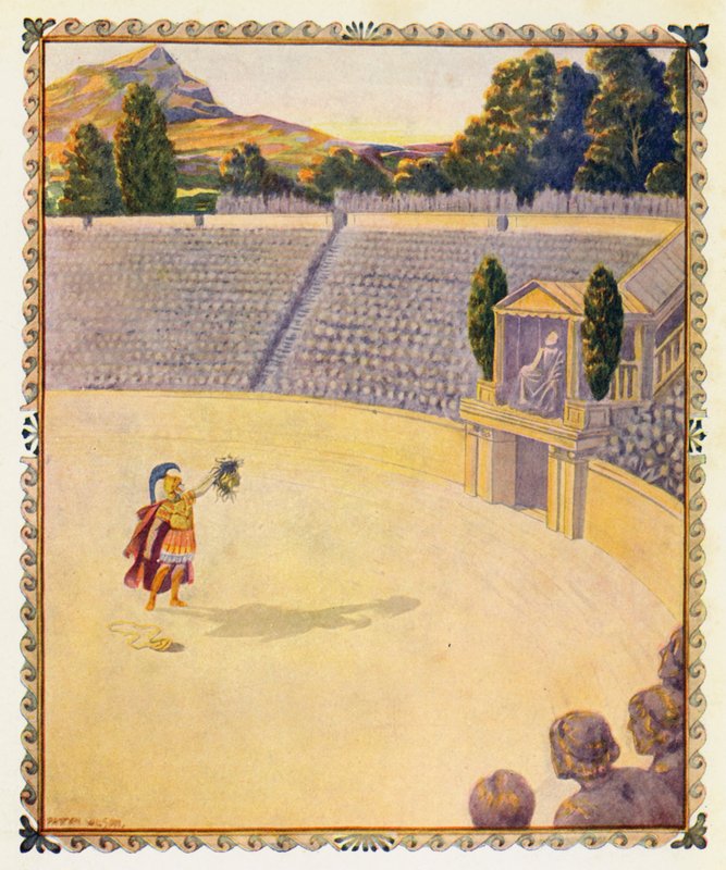 Perseus a Gorgó fejét mutatja (színes litográfia) alkotó: Patten (after) Wilson