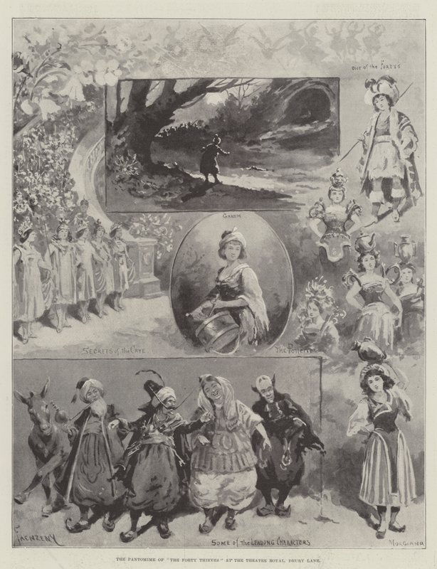 A negyven tolvaj pantomimja a Theatre Royal-ban, Drury Lane alkotó: Paul Frenzeny