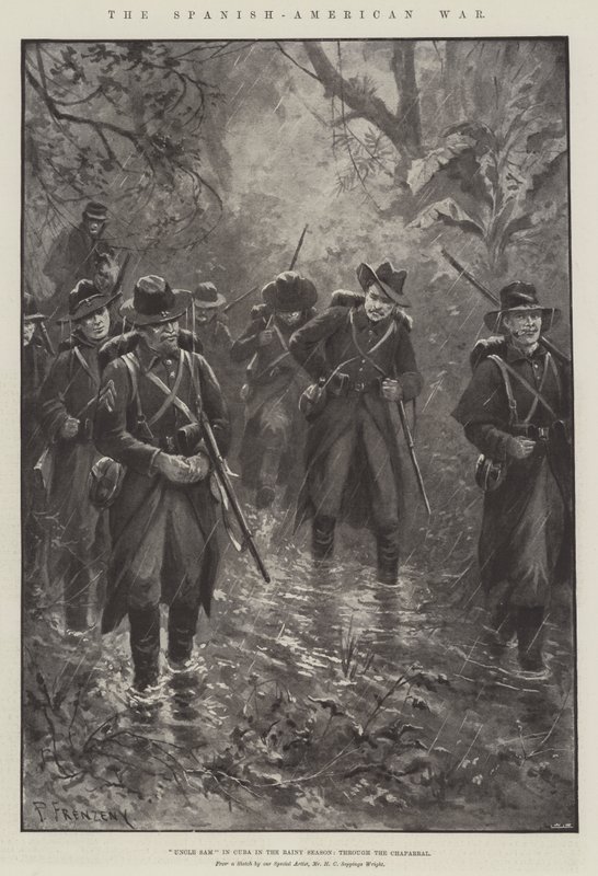 A spanyol-amerikai háború, Uncle Sam Kubában az esős évszakban, a Chaparralon keresztül alkotó: Paul Frenzeny