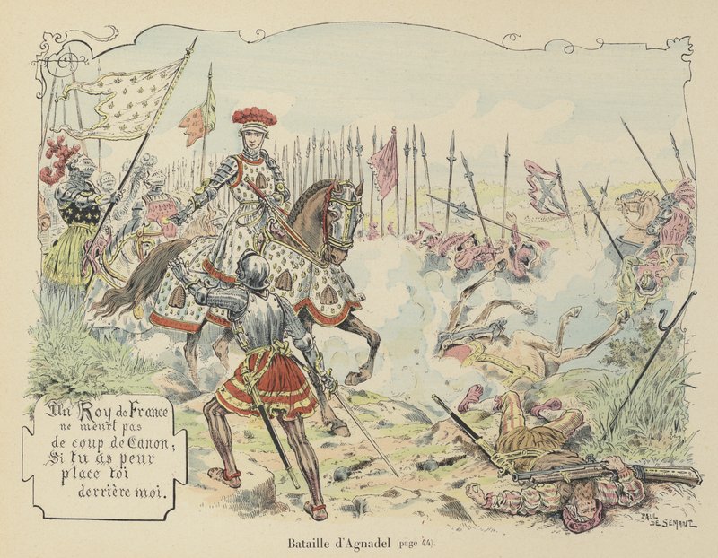 XII. Lajos francia király az agnadellói csatában, Olaszországban, 1509 alkotó: Paul de Semant