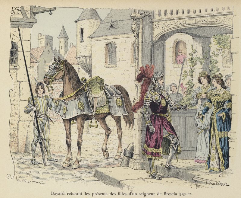 A chevalier de Bayard megtagadja egy bresciai nemes leányainak ajándékait, 1512 alkotó: Paul de Semant