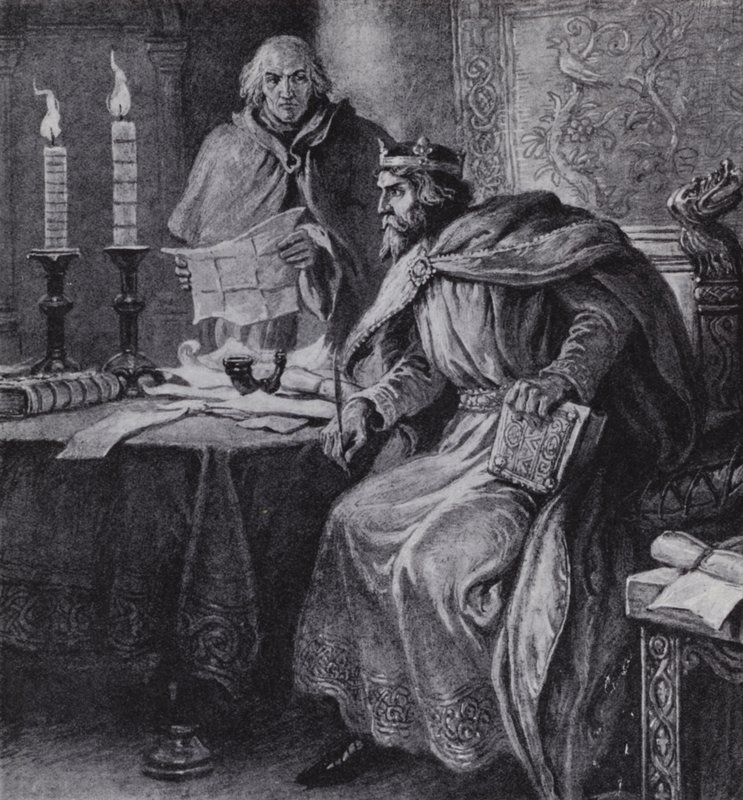 Nagy Alfréd, Wessex királya és gyertyás órái (litho) alkotó: Paul (after) Hardy