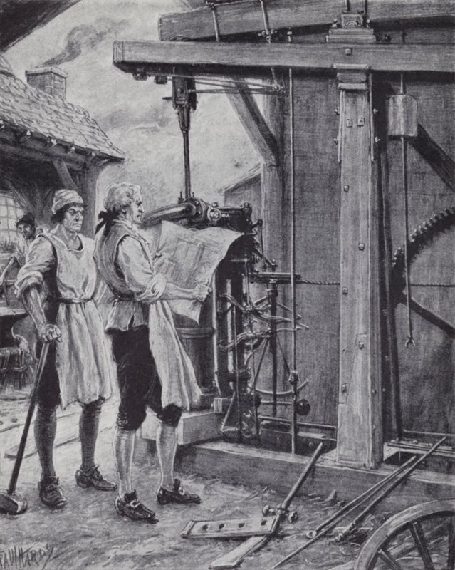 James Watt a gőzgépen dolgozik alkotó: Paul (after) Hardy