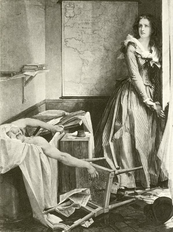 Charlotte Corday és Marat (mélynyomás) alkotó: Paul Baudry