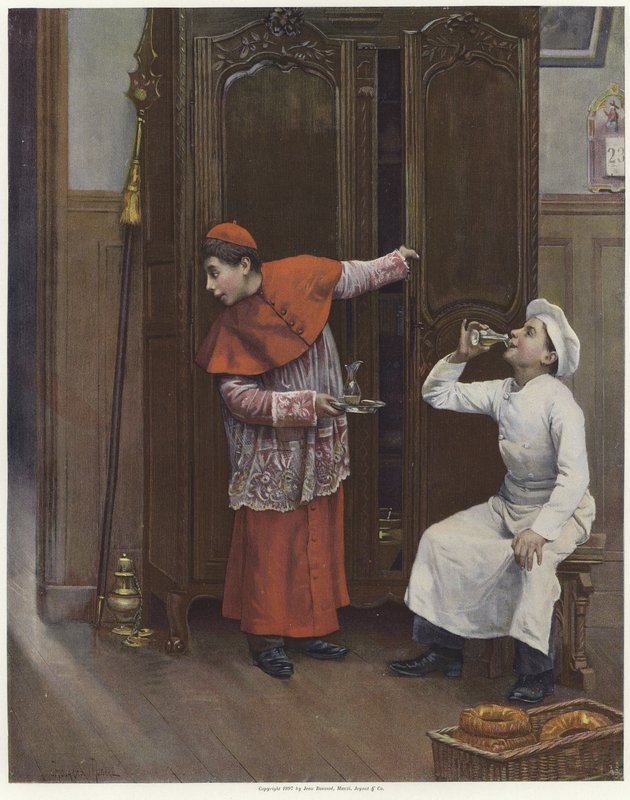 Két fiatal fiú litho színű jelmezt visel alkotó: Paul Charles Chocarne Moreau