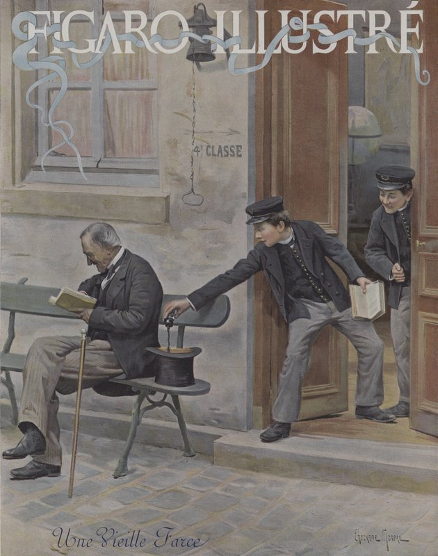 Egy régi vicc. A Le Figaro Illustre borítója, 1896. október alkotó: Paul Charles Chocarne Moreau