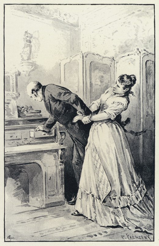 Illusztráció Anna Kareninának: Karenina birtokba veszi felesége leveleit (litho) alkotó: Paul Frenzeny