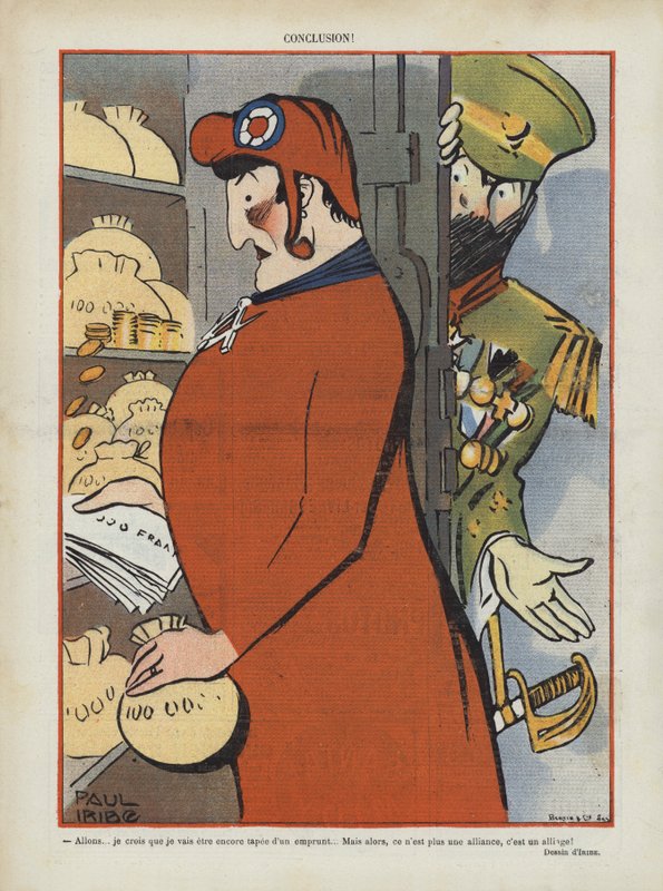 Szatíra a francia-orosz szövetségről. Illusztráció Le Rire alkotó: Paul Iribe