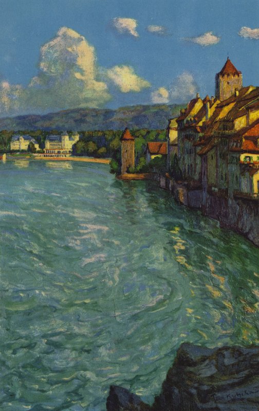 Svájci gyógyfürdők: Rheinfelden (színes litho) alkotó: Paul Kutscha