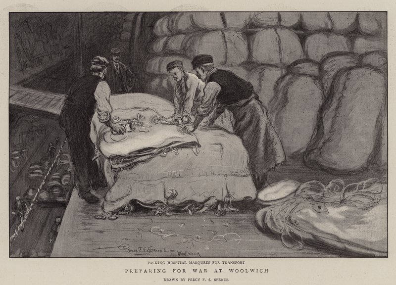 Felkészülés a háborúra Woolwichban alkotó: Percy F.S. Spence