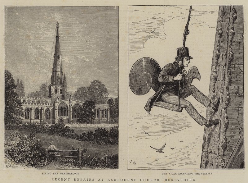 Legutóbbi javítások a derbyshire-i Ashbourne templomban alkotó: Percy William Justyne