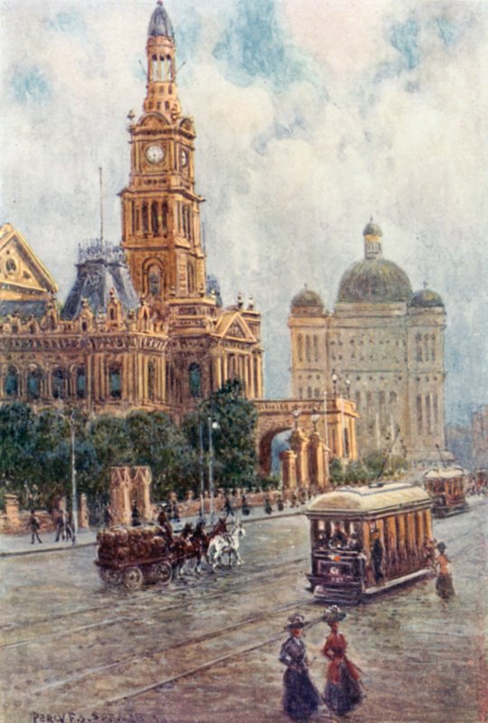 Városháza, Sydney (színes litó) alkotó: Percy F.S. (after) Spence