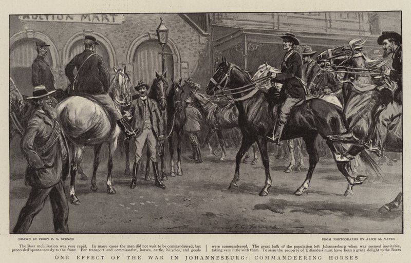 A johannesburgi háború egyik hatása, a lovak parancsnoksága alkotó: Percy F.S. Spence