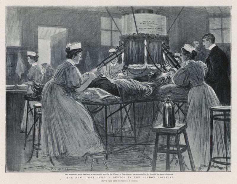 Az új fénykúra: Egy vázlat a londoni kórházban alkotó: Percy F.S. Spence