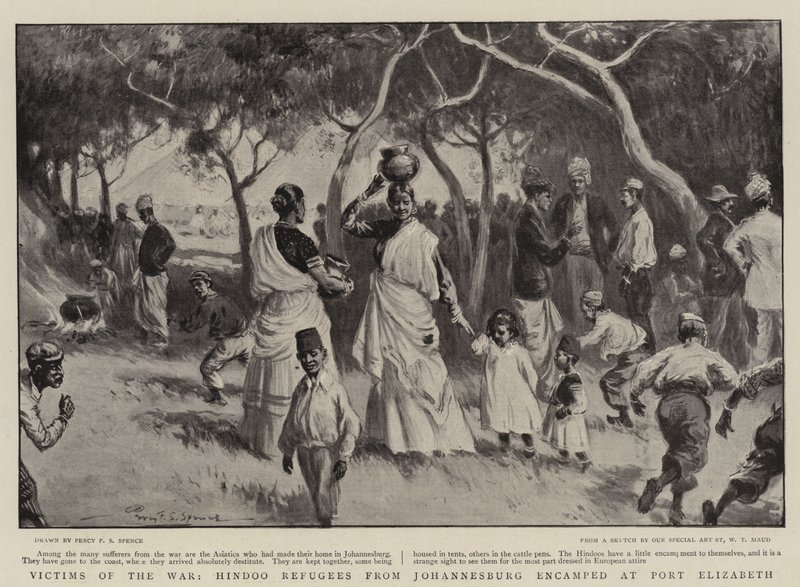 A háború áldozatai, a johannesburgi hindu menekültek Port Elizabethben táboroztak alkotó: Percy F.S. Spence