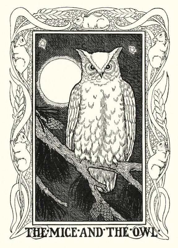 La Fontaine meséi: Az egerek és a bagoly (litho) alkotó: Percy James Billinghurst