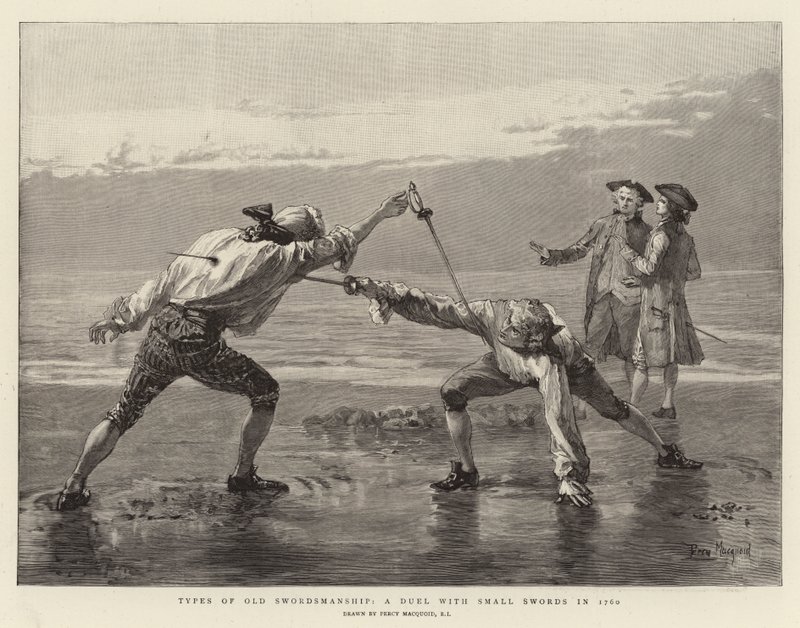 A régi kardvívás típusai, párbaj kiskardokkal 1760-ban alkotó: Percy Macquoid