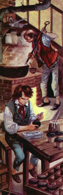 Charles Dickens fiúként a feketítőgyárban alkotó: Peter Jackson