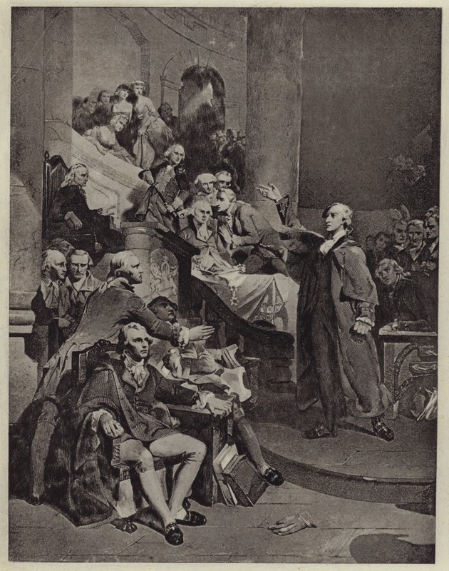 Patrick Henry elmondja 1765-ös beszédét (litho) alkotó: Peter Frederick (after) Rothermel
