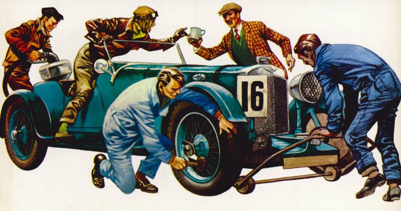 Egy Aston Martin versenyautó, 1932-es évjárat, amely sok versenyt nyert alkotó: Peter Jackson