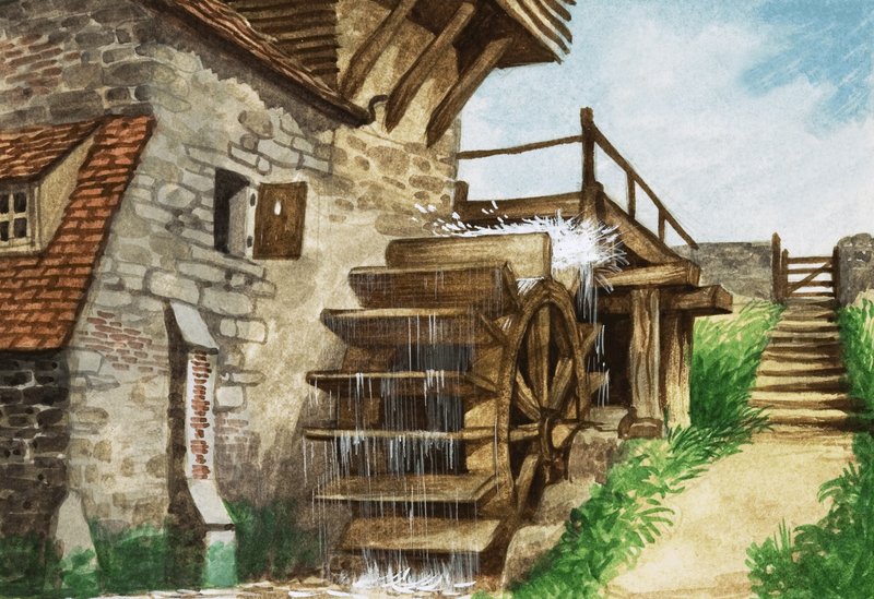 Egy régi vízimalom egy patak mellett alkotó: Peter Jackson