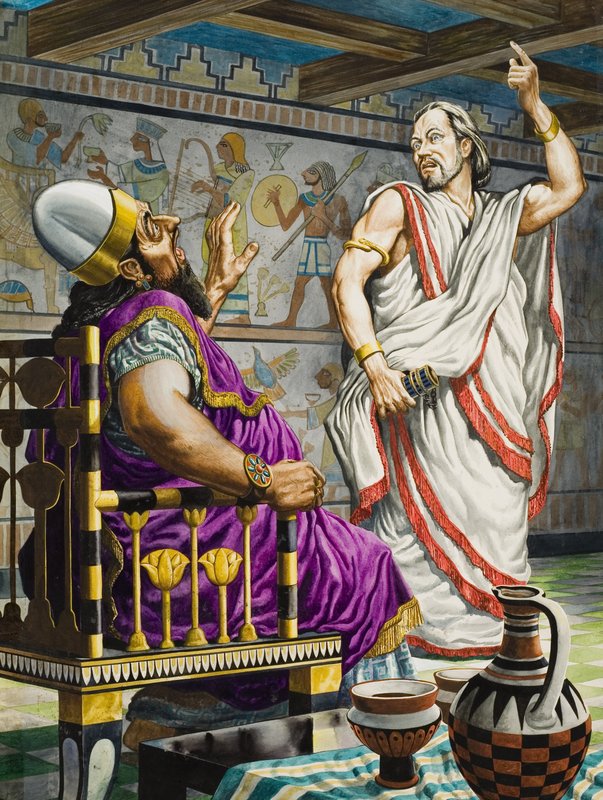 Ehud kezében a tőrrel, amellyel megöli a moábita Eglon királyt (gouache, papír) alkotó: Peter Jackson