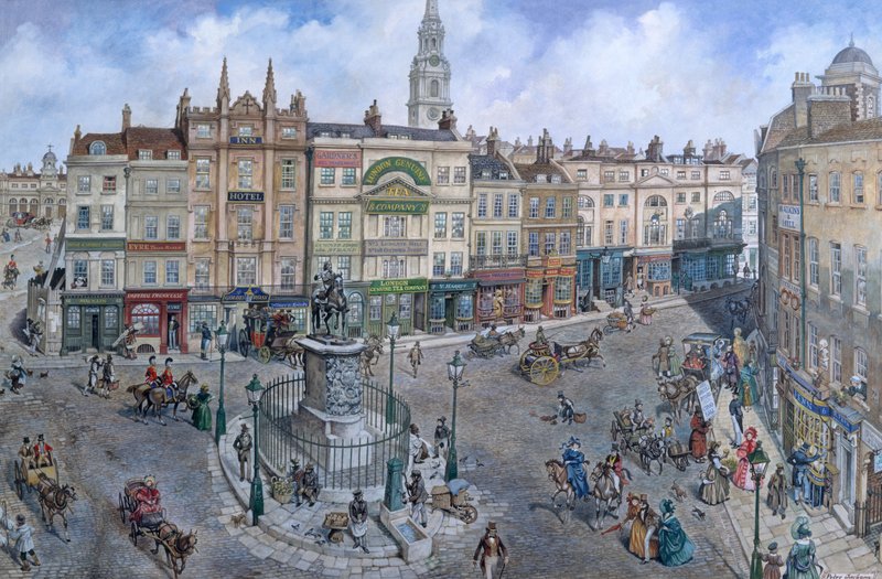 Régi London rekonstruált: Charing Cross 1830 körül alkotó: Peter Jackson