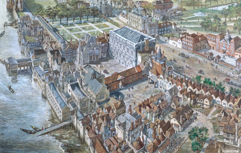 A régi London rekonstruálva: Whitehall-palota 1680 körül alkotó: Peter Jackson