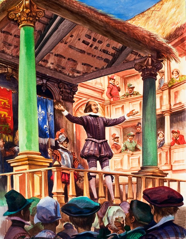 Shakespeare az újonnan épült Globe színház színpadán alkotó: Peter Jackson
