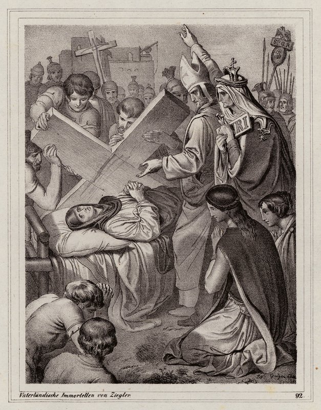 Szent Heléna és az Igaz Kereszt felfedezése, 325 (metszet) alkotó: Peter Johann Nepomuk Geiger