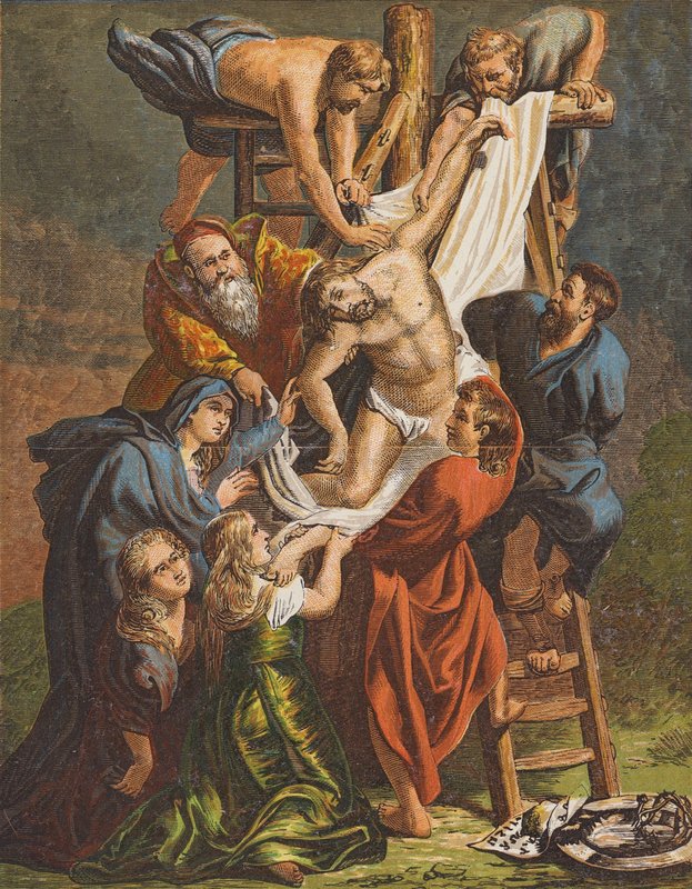 Jézus Krisztus leereszkedése a keresztről (színes litográfia) alkotó: Peter Paul (after) Rubens