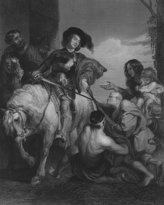Szent Márton, aki felosztja a köpenyét (metszet) alkotó: Peter Paul (after) Rubens