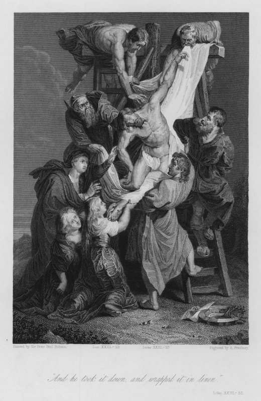 A keresztről való leszállás, Lukács XXIII, 53 (metszet) alkotó: Peter Paul (after) Rubens